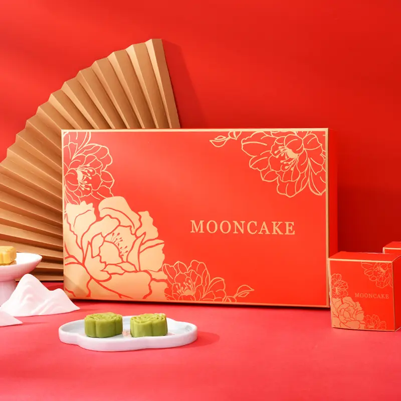 Confezione regalo regalo di Mooncake Festival dorato di metà autunno 2024 confezione regalo di caramelle Mooncakes in cartone con inserto