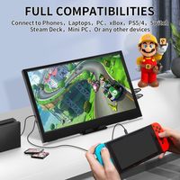 Moniteur portable de 11,6 pouces, 1366x768, 60Hz, double haut-parleur, étui en cuir pour PS4, PS5, Xbox, Switch, ordinateur portable, téléphone, AHXJKA