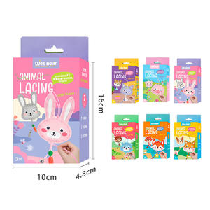 Kit de lissage de fils Dlee Bear pour enfants de 2 à 4 ans, jouet en tissu fait main avec ornements à enfiler, petit ours, chien, cochon - Product Image 4