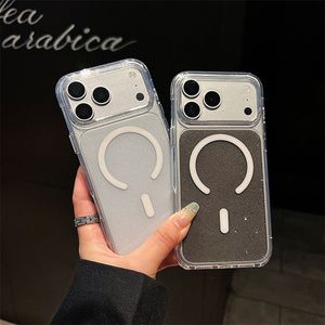 Coque de téléphone magnétique transparente de luxe avec paillettes pour iPhone 18 17 16 15 14 Pro Max, étui arrière brillant et coloré en PC et TPU - Product Image 4