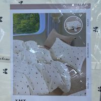 Parure de lit quatre pièces en kapok lavé, super douce, épaisse, en fil double couche, avec jupe de lit à effet 3D, style frais et délicat