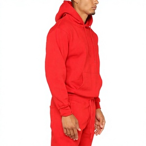 Conjunto Deportivo Informal de 2 Piezas para Hombre, Sudadera con Capucha Roja y Pantalones Deportivos con Cordón, Ropa Deportiva Informal - Product Image 4