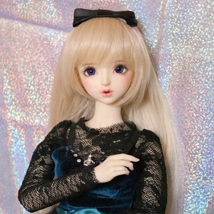 Pelucas sintéticas largas con flequillo, cabello rubio, adecuado para muñecas de 1/3BJD, La perímetro de la cabeza es de alrededor de 23 <span class=keywords><strong>cm</strong></span> - Product Image 4