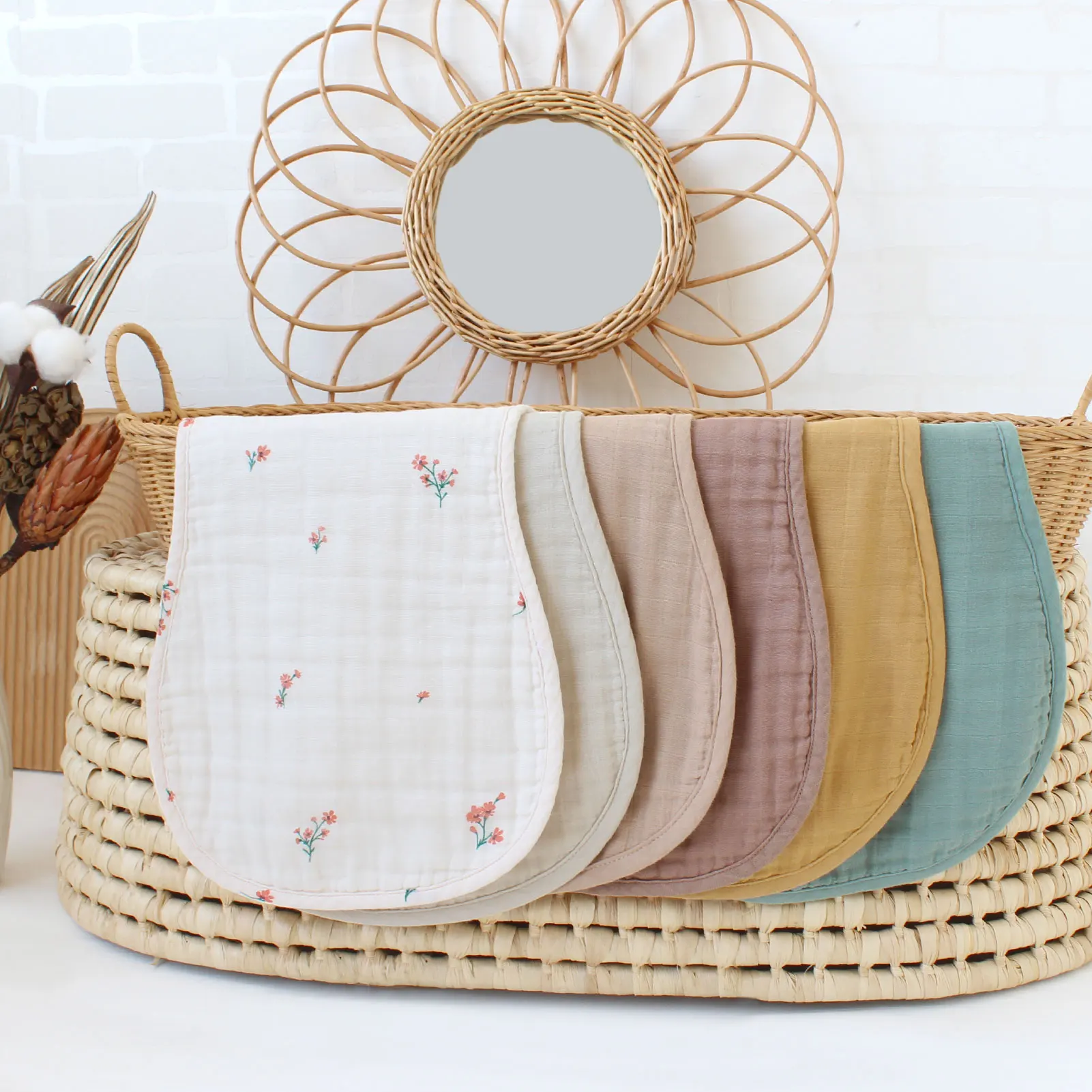 2022 новый дизайн, оптовая продажа, Лот из 6 слоев новорожденных слюни нагрудник ткань 100% для детей из органического хлопка муслин ткань для детей