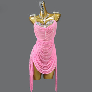 Costume de danse latine en tulle <span class=keywords><strong>blanc</strong></span> sur mesure avec cristaux scintillants pour la performance et la compétition - Product Image 1