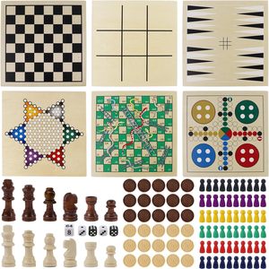 ชุดเกมกระดานไม้พับได้ 7-in-1 เป็นมิตรกับสิ่งแวดล้อม สำหรับเด็กและผู้ใหญ่ (หมากรุก <span class=keywords><strong>หมากฮอส</strong></span> หมากดราฟท์ งูและบันได ติ๊กแท็กโท) - Product Image 6