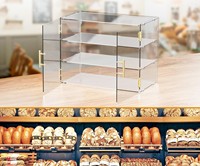 Vitrine de pâtisserie pour comptoir commercial, grande boîte de rangement en acrylique à 3 niveaux pour boulangerie avec porte d'entrée pour dessert