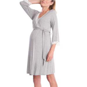Vestido de Maternidad de Encaje de Manga Corta, Pijama para Mujer Embarazada, Superventas - Product Image 3