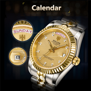 HOLUNS HLS001 Orologi di Lusso Automatici Meccanici da Uomo in Oro, Movimento 2813, Acciaio Inossidabile, Impermeabile 50m - Product Image 3