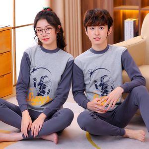 Automne hiver garçons filles <span class=keywords><strong>pyjama</strong></span> ensemble col rond mi-cou 100% coton grande taille 140-180 CM ensemble de sous-vêtements thermiques pour <span class=keywords><strong>adolescent</strong></span> - Product Image 6