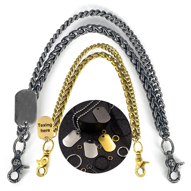 Street cowboy trouser chain accessories hang plate pendant customization men hip hop metal wallet chain tag custom
