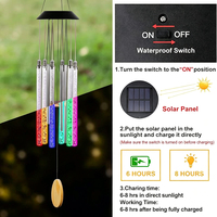 Carillon solaire à tube lumineux, carillons solaires LED à changement de couleur, lumière suspendue extérieure étanche pour la décoration de jardin et de patio