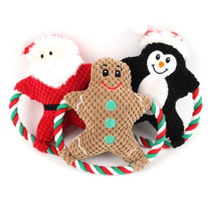 Forte e durevole corda di cotone peluche indistruttibile giocattolo interattivo divertente per cani da compagnia natale - Product Image 1