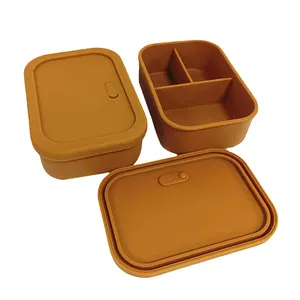 Yeni varış bebek malzemeleri 3 bölme mikrodalga gıda sınıfı silikon öğle yemeği özel logolu kutu