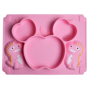Bébé Formation Alimentation Bol Alimentaire Antidérapant Dessin Animé Dinosaure Silicone D'aspiration Plaque Divisée Plateau Ustensile SANS BPA Plats - Product Image 1