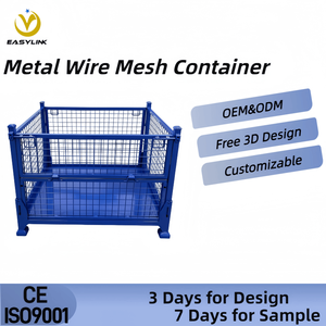 Yilian-Staal Opstapelbare Magazijnopslagkooi Staalcontainer 1T 1,5T Opvouwbare Metalen Container - Product Image 2