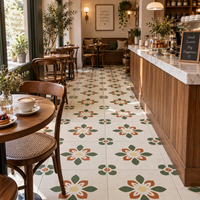 Carreaux de sol antidérapants mats à motif floral vintage 400x400mm pour la cuisine, le café, la salle de bain et l'entrée