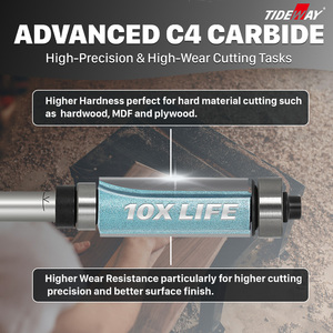 Tideway Industriële Kwaliteit Flush Trim <span class=keywords><strong>Router</strong></span> <span class=keywords><strong>Bits</strong></span> Voor Houtbewerking Carbide Getipt Met Boven-En Onderlagertin Gecoat - Product Image 4