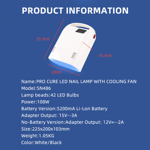 <span class=keywords><strong>Lampe</strong></span> à ongles blanche de bureau 108W avec ventilateur pour durcir le <span class=keywords><strong>Gel</strong></span> de colle à pointe d'ongle durcissant la <span class=keywords><strong>lampe</strong></span> à <span class=keywords><strong>gel</strong></span> <span class=keywords><strong>LED</strong></span> <span class=keywords><strong>UV</strong></span> en gros rechargeable - Product Image 5