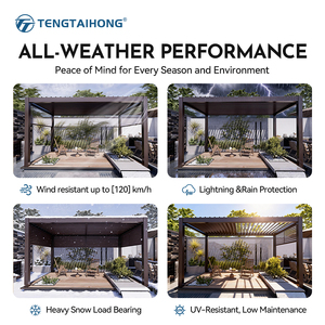 Pérgola de Aluminio con Techo de Láminas, Impermeable, de Instalación Rápida y Personalizable, para Jardín Residencial - Product Image 6