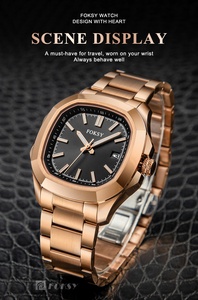 Montre <span class=keywords><strong>homme</strong></span> de luxe personnalisée de haute qualité, boîtier carré en acier inoxydable, mouvement à quartz étanche - Product Image 5