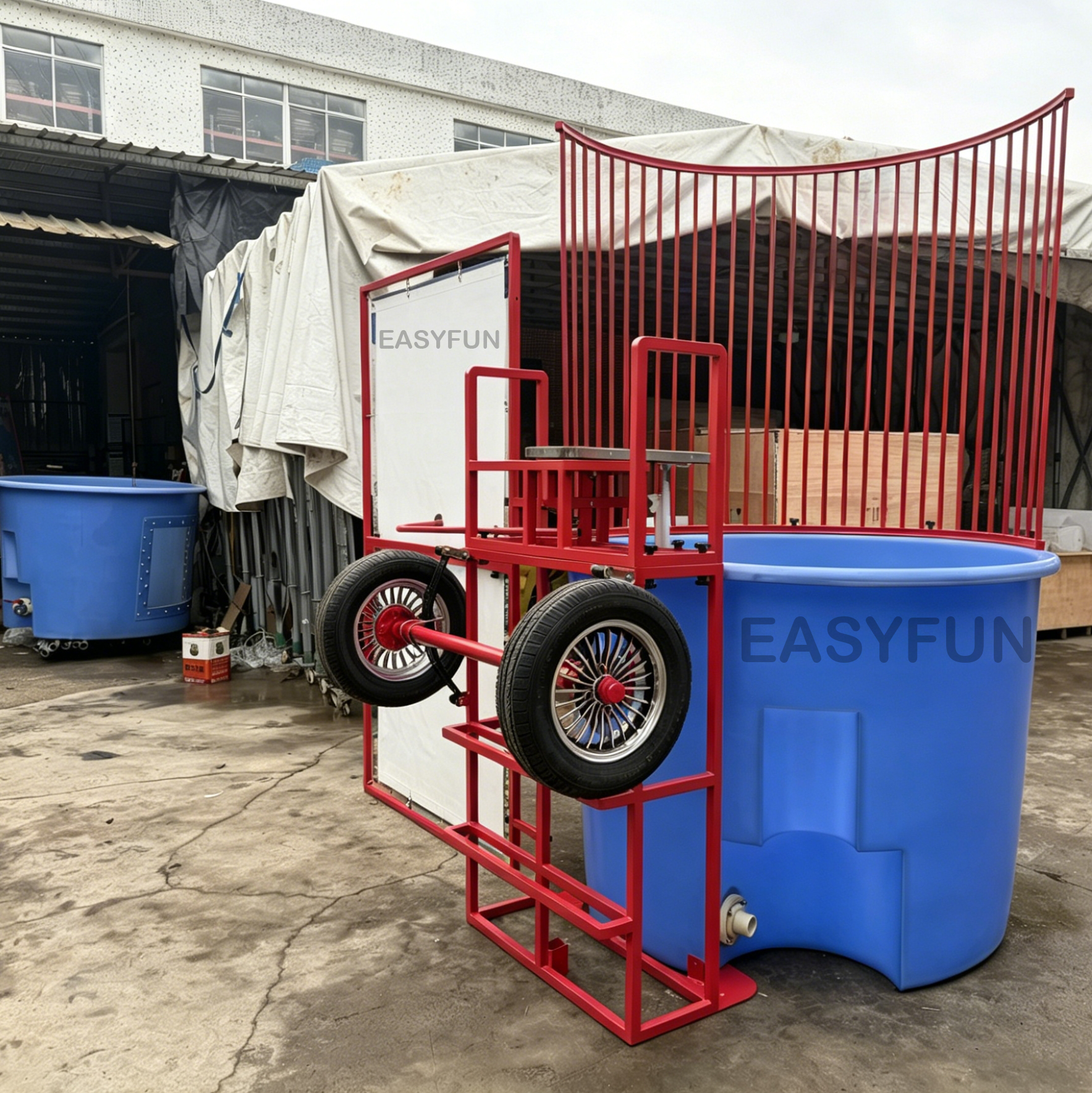 EASYFUN Factory Heavy Duty Dunk Tank Game with Trailer, Summer Carnival Interactive Splash Fun for Adults & Kids