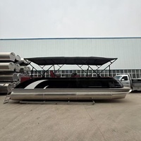 Bateau ponton de luxe de 25 pieds en fibre de verre et aluminium soudé, certifié CE, pour la navigation, la croisière, la pêche en rivière et les loisirs