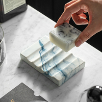 Porte-savon en faux marbre pour la douche, plateau en céramique, petit porte-savon avec drainage automatique |   Accessoires de salle de bain antidérapants et luxueux