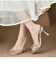 2025 été nouveau Transparent Stiletto Style français femmes talons strass mariage diapositives sandales chaussures de mariage