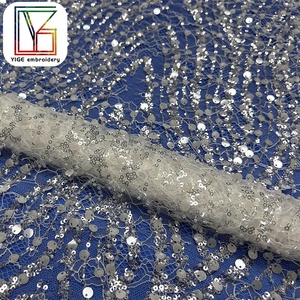 Sang trọng pháp Wedding Bridal Ren DRESS vải Bridal Tulle hạt sequin thêu ren trắng lưới ăn mặc đính cườm vải - Product Image 3