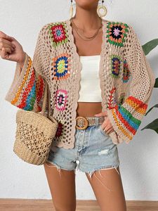 Cardigan en laine mohair à fleurs pour femmes <span class=keywords><strong>SHENHE</strong></span>, avec doublure en crochet, ajouré, ouvert sur le devant, à manches longues - Product Image 5