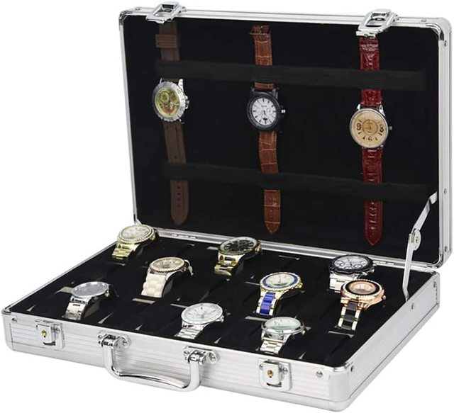 24 Slot Aluminum Portable Watch Box Luxury/Casual/Simple Storage Case Organizer for Jewelry Display Casual/Jewelry Storage Case