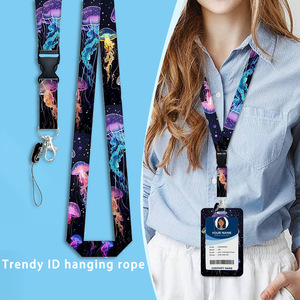 Cross-border colorful jellyfish retractable scroll heavy-duty badge ID card holder <b>for</b> teachers, students, and office <b>key</b> cards - Product Image 2