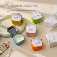 Bougie parfumée en cire de soja 70g, pot carré en métal, format voyage, 5 parfums, parfum d'ambiance, aromathérapie, décoration, cadeau, vente en gros