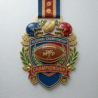 Médaille de football personnalisée avec ruban, en alliage de zinc 3D, médaille de football sur mesure, médaille de sport de haute qualité, fournisseur de récompenses de football