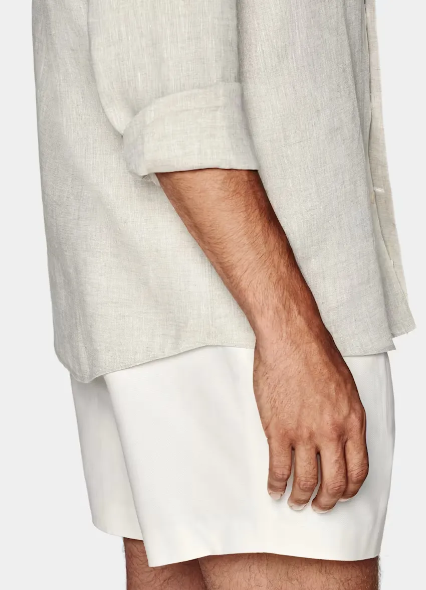 Adam için özel keten yaz moda düzenli gevşek rahat uzun kollu gömlek