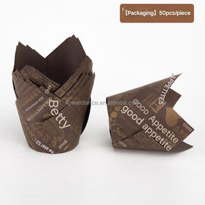 Alat memanggang dan <span class=keywords><strong>Pasty</strong></span> mangkuk pemanggangan kertas Cupcake Tulip putih coklat sekali pakai - Product Image 3
