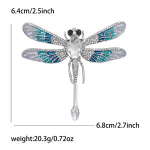 Broche con forma de libélula de piedras preciosas coloridas hecho a mano, broche versátil personalizado para mujer, broche de joyería de flores para el pecho - Product Image 6