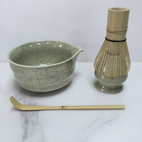 WanuoCraft Lot de 4 fouets à matcha en céramique comprenant un bec verseur en bambou pour bol à matcha