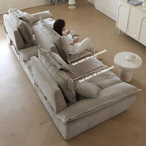 Canapé en tissu style voilier MYUZ 2025 pour salon - Extra large, amovible et lavable, style rétro crème, dossier réglable - Product Image 3