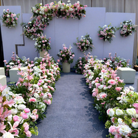 Décoration de toile de fond en roses artificielles en soie rose et blanches pour mariage, événement, fête, faite à la main, durable, accessoires de photographie en extérieur, location