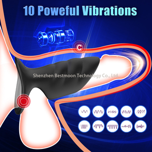 Grosir Penis silikon cincin 10 frekuensi getaran cincin kunci untuk pria pelatih kuat bergetar cincin Penis - Product Image 3