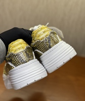Sneakers de luxe pour hommes en cuir de python véritable, chaussures à plateforme épaisse en peau de serpent jaune, chaussures en cuir exotique faites à la main, OEM