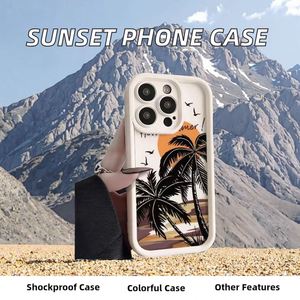 Funda de teléfono de TPU suave de árbol de coco al atardecer para iPhone 17 16 15 14 11 Pro Max XS XR 7 8 Plus SE 2020, funda de Color caramelo a prueba de golpes - Product Image 5