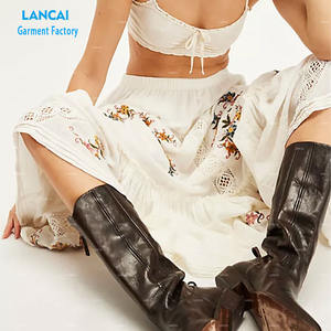 Women's Custom Fashion Summer <b>Skirts</b> for Women Bohemian 100% Cotton Long <b>White</b> Embroidery <b>Maxi</b> <b>Skirt</b> Womens <b>Skirts</b> - Product Image 4