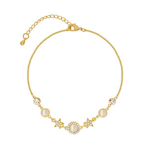 Braccialetto <span class=keywords><strong>con</strong></span> ciondoli a forma di stella braccialetto placcato oro <span class=keywords><strong>con</strong></span> opale di occhio di gatto femminile <span class=keywords><strong>con</strong></span> personalità dei gioielli della sorella migliore - Product Image 1