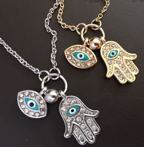Offre Spéciale or argent chaîne diamant mauvais yeux Hamsa <span class=keywords><strong>pendentif</strong></span> collier pour femmes Blue Eye collier - Product Image 1