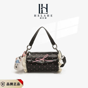 2025 nuevo Mini bolso cilíndrico de encaje con lazo para mujer, bolso cruzado de hombro de mano dulce y fresco de lunares - Product Image 6