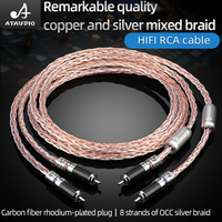 Câble audio RCA (2 RCA vers 2 RCA) pour interconnexion HIFI stéréo, conducteurs en cuivre et argent, pour microphone/haut-parleur/table de mixage