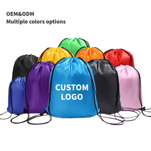 Custom logo 210D Polyester Drawstring Backpack Bag Promotional String Cinch for Swimming Sports Waterproof Foldable Portable